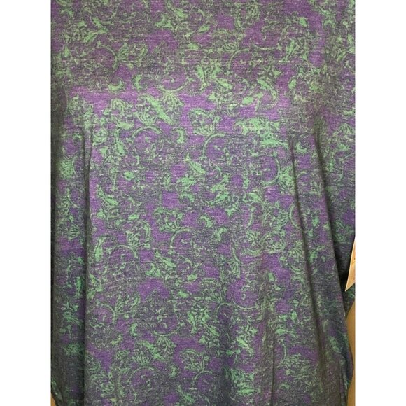 LuLaRoe Irma Top XXS Purple & Green Paisley Print High-Low Short Sleeve Tunic - Picture 3 of 10